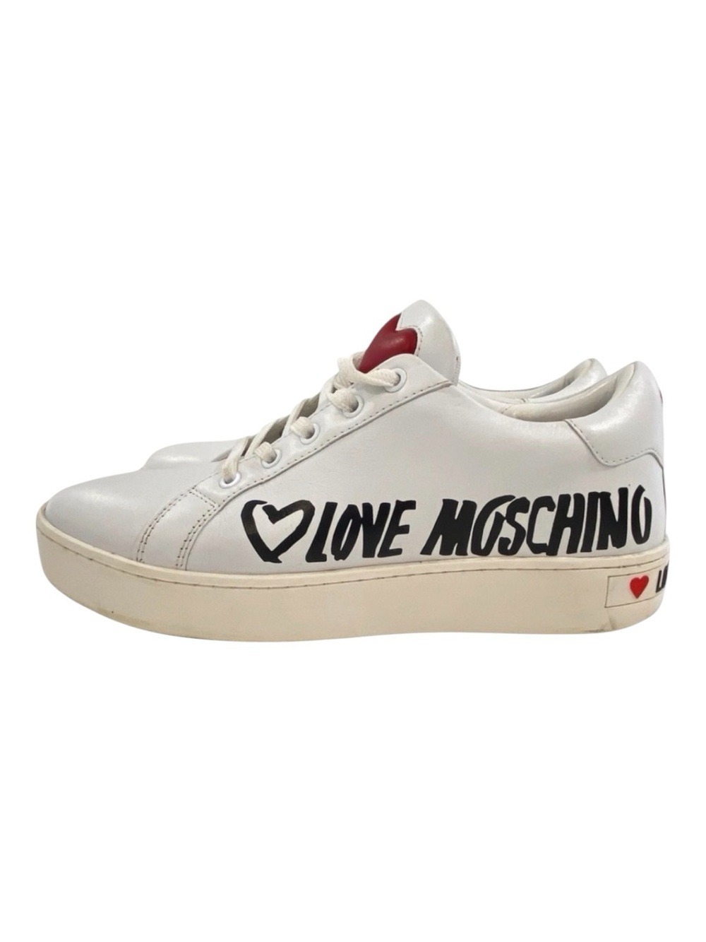 Love Moschino white heart logo sneakers 41 playful luxury designer streetwear
